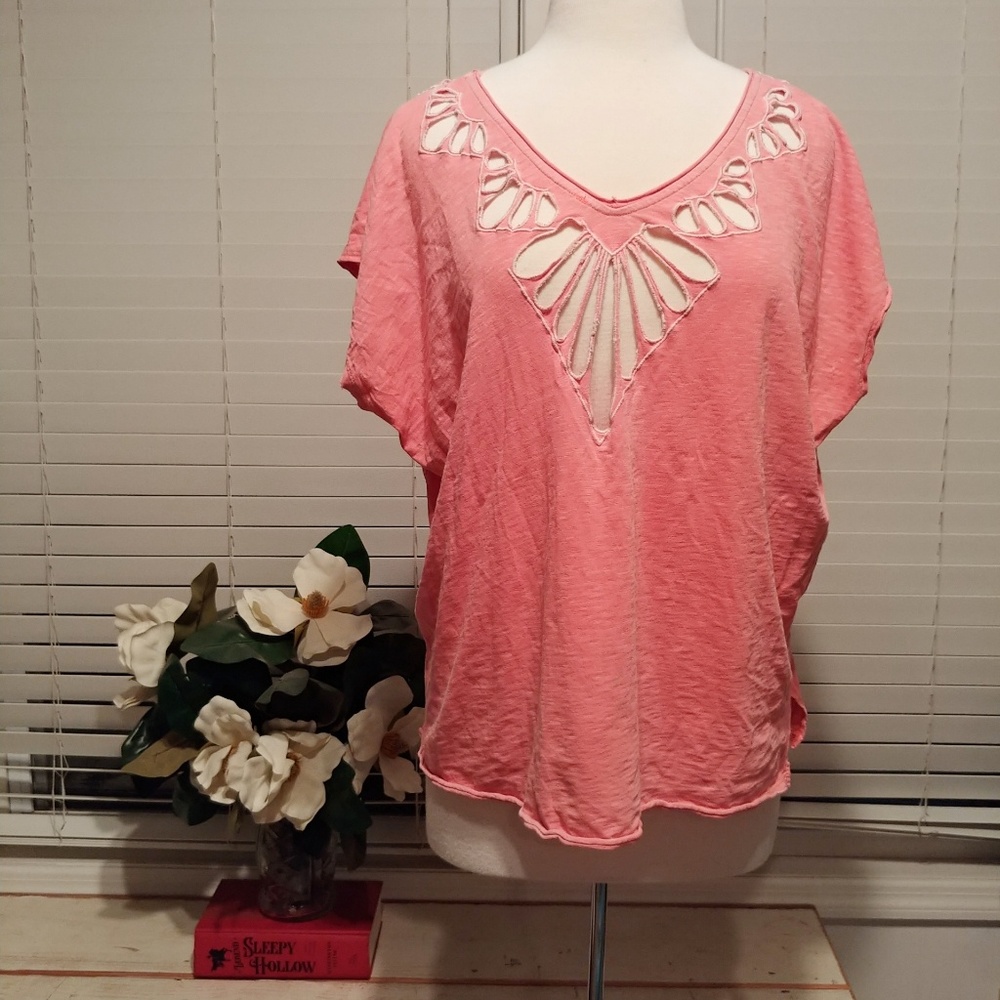 Coral cutout FREE PEOPLE boxy top